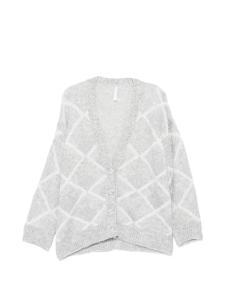 Cardigan Imperial cu paiete cu model argyle gri