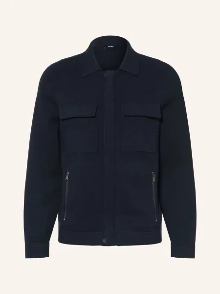 Reiss Pletená Bunda Fleetwood tmavě modrá