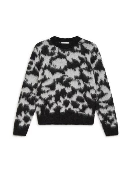Sweter Maliparmi wełniany w kwiatki czarny