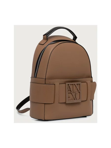Armani Exchange plecak miejski z imitacji skóry brązowy