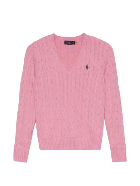 Hanorac Polo Ralph Lauren cu broderie cu decolteu în V cu cordon roz