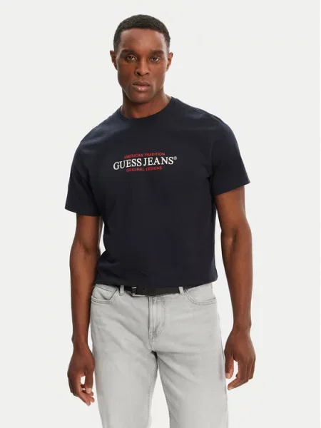 Guess Jeans Majica Mornarsko Regular Fit modra