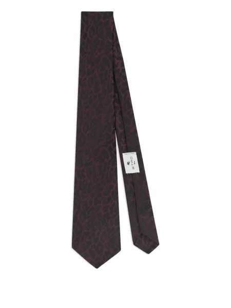 Cravată Etro de mătase cu imprimeu animal print negru
