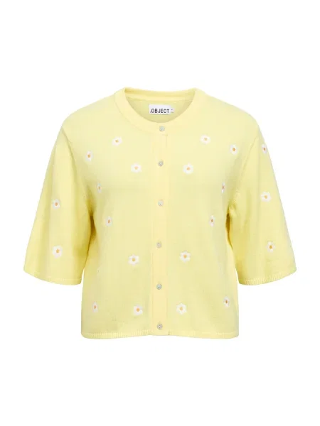 OBJECT Geacă tricotată OBJTHESS galben curry / galben deschis alb