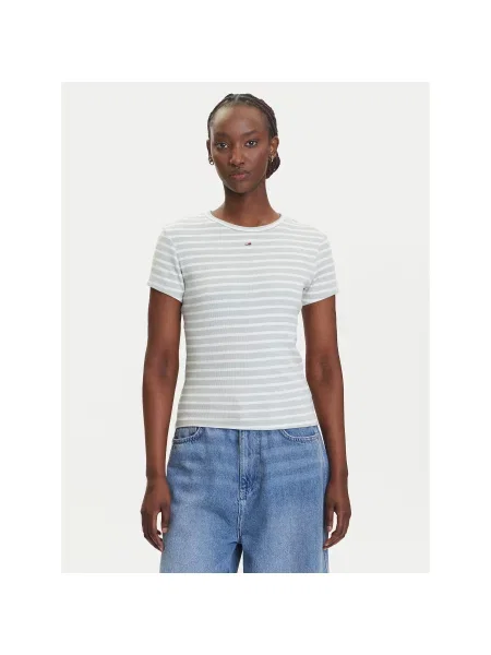 Tommy Jeans T-Shirt Essential Slim Fit πράσινο