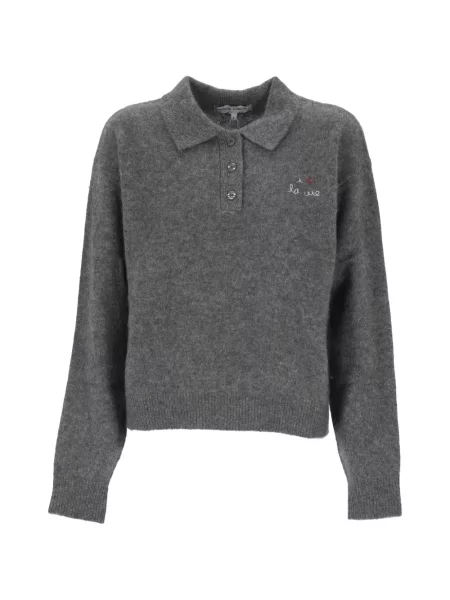Tricou polo Maison Labiche cu broderie gri