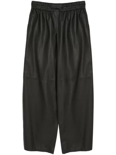 Pantaloni Yves Salomon din piele negru
