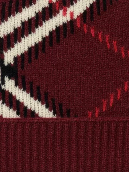 Căciulă Burberry din cașmir în carouri roșu