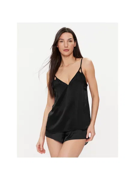 Boss Zgornji del pižame Audrey Relaxed Fit črna
