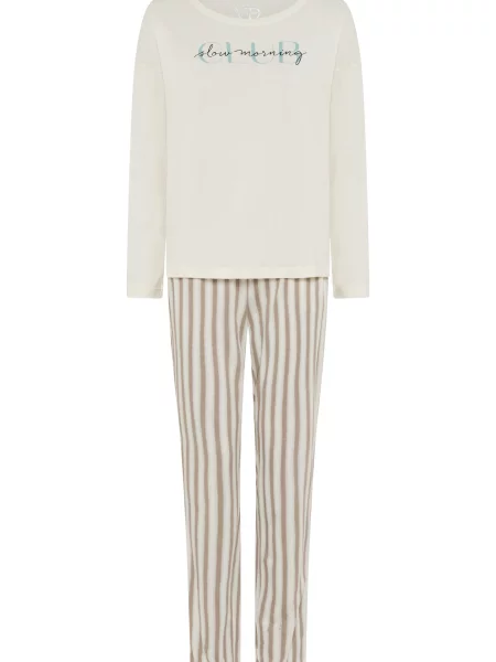 VIVANCE by LASCANA Pijama bej deschis / ciocolatiu / verde petrol negru