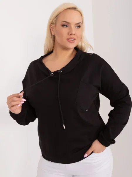 Długa bluzka Fashionhunters z długim rękawem czarna