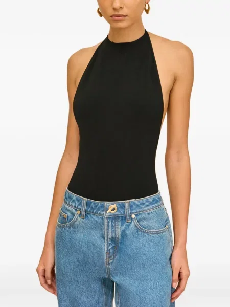 Body Cult Gaia cu gât halter cu spatele deschis negru