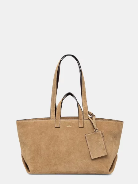 A.P.C. geantă pentru femei din piele întoarsă LE DRUMMER bej