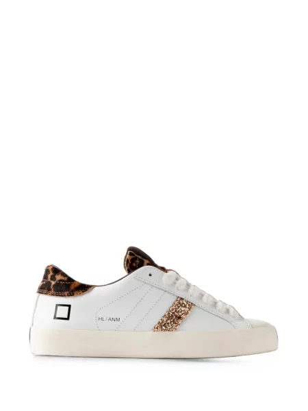 Top D.a.t.e. din piele cu imagine cu model leopard alb