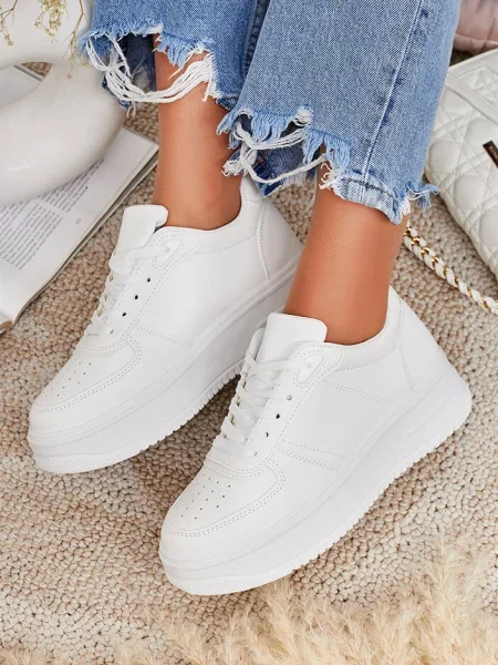 Sneakerși Resti cu platformă alb
