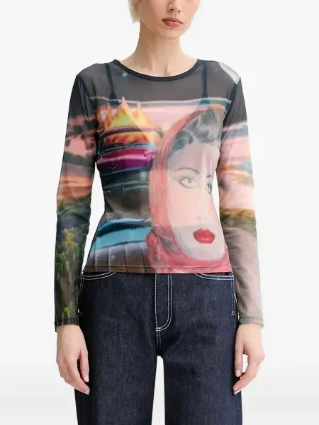 Top Sunnei z nadrukiem z siateczką czarny