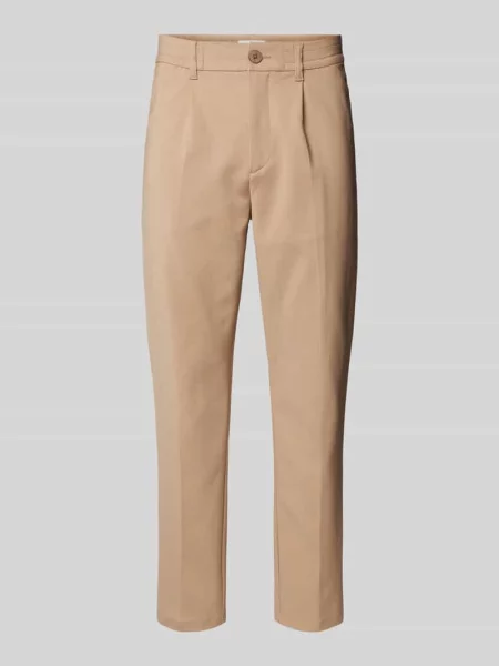 Spodnie materiałowe o kroju regular fit z zakładkami w pasie model ‘Marc’ Casual Friday