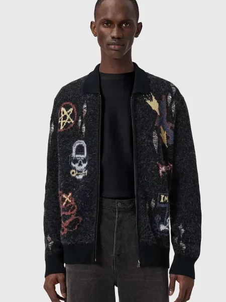 AllSaints cardigan din amestec de lână MELLER negru