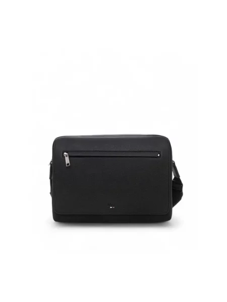 Torba crossbody Hugo z klapami biznesowa czarna
