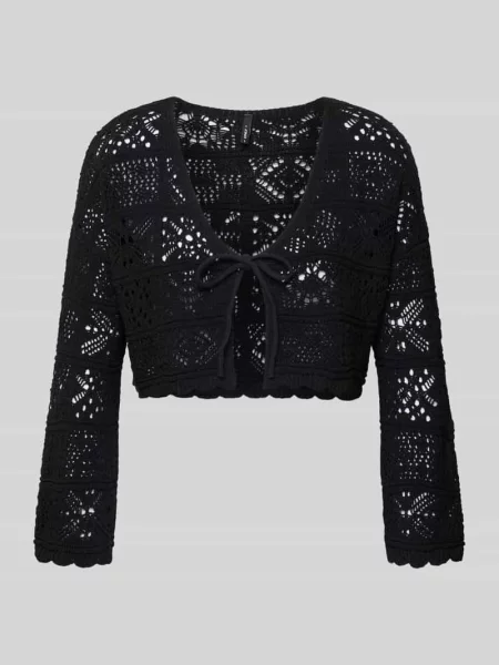 Krótki kardigan z dzianiny z mieszanki bawełny model BEACH LIFE' Only czarny