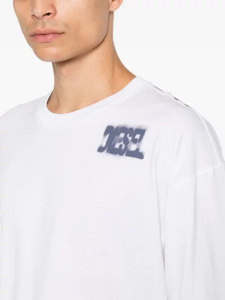 Scurt tricou Diesel cu autograf alb