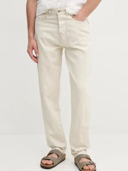 Džíny s příměsí lnu Pepe Jeans LOOSE JEANS NILS béžové