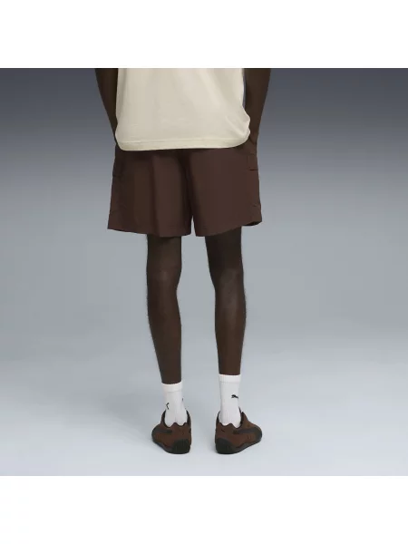 PUMA bojówki o luźnym kroju WARDROBE ESS 6" Odzież S brązowy
