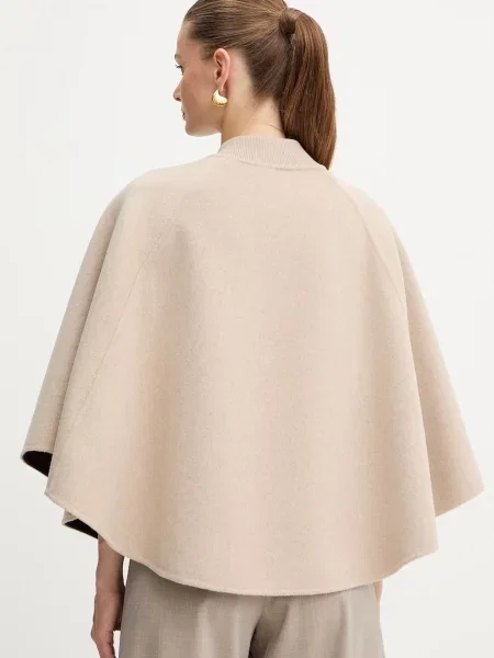 Двостороннє пончо з додаванням вовни MAX&Co. бежевий