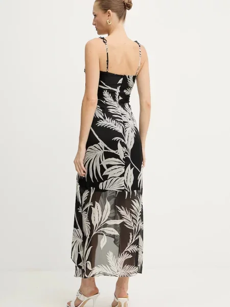 Guess sukienka STACIE maxi rozkloszowana czarny