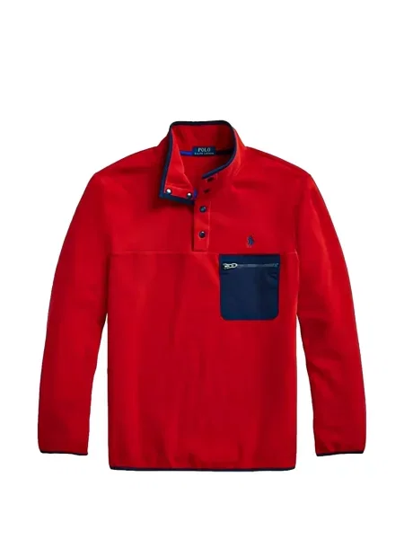 Pulover Polo Ralph Lauren din fleece roșu
