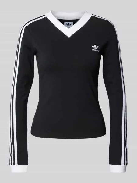Adidas Originals Koszulka Z Długim Rękawem V-Neck Ls schwarz czarny