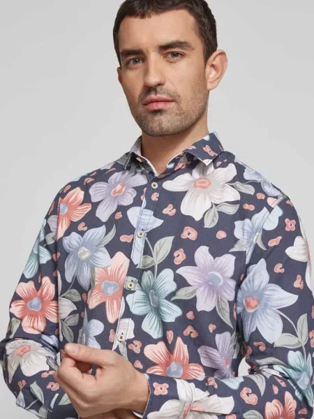 Koszula casualowa regular fit z kołnierzykiem typu kent Colours & Sons granatowa