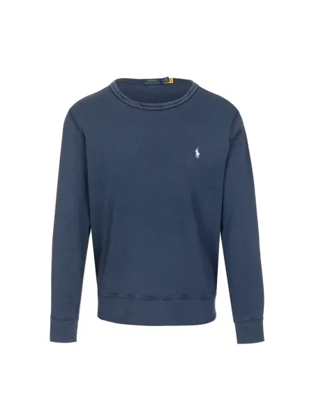 Lekka bluza Ralph Lauren z długim rękawem z okrągłym dekoltem niebieska