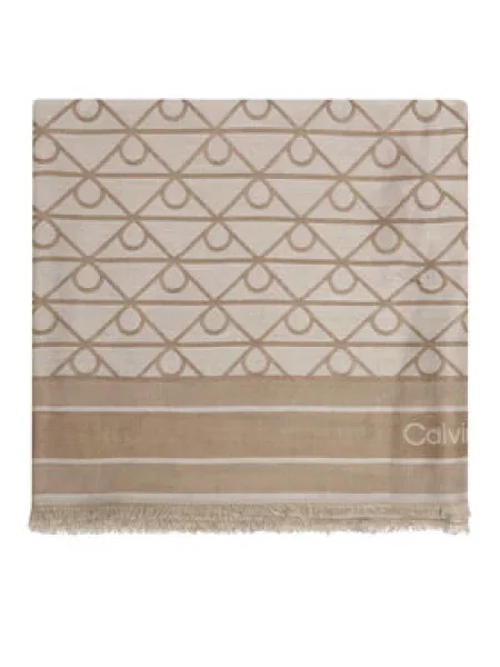 Calvin Klein Skarelė Emblem Aop Jacquard Square Scarf Smėlio ruda