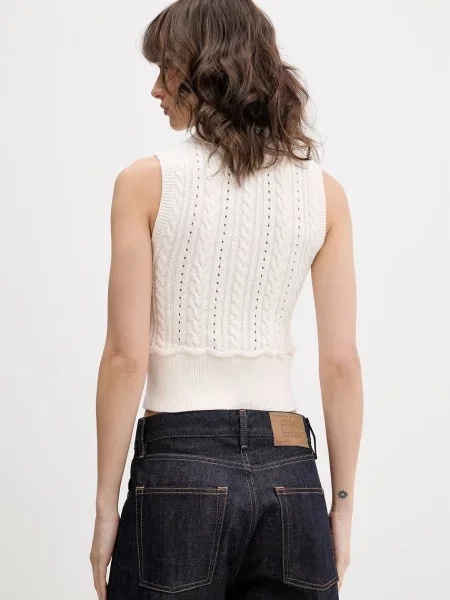 Bezrękawnik o kroju slim fit z czystej bawełny Tommy Jeans beżowa