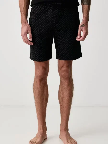BOSS szorty piżamowe z bawełną WaffleAOP Shorts czarne