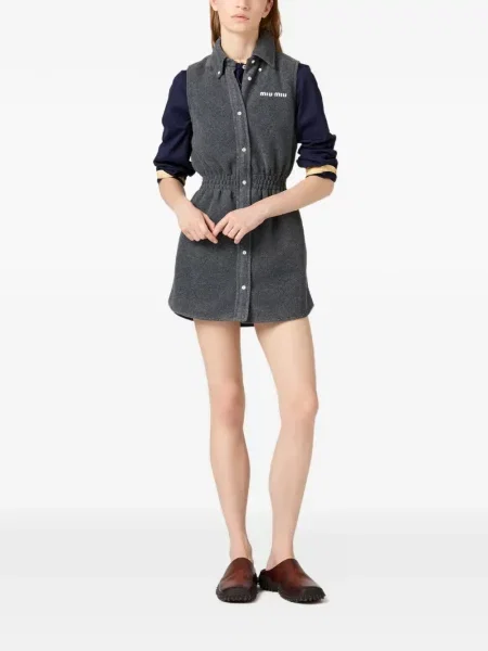 Rochie mini Miu Miu din fleece gri