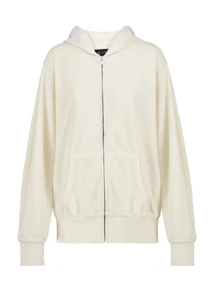 Hanorac cu glugă Les Tien din velur alb