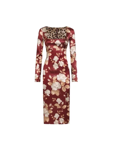 Wielobarwność sukienka midi Dolce And Gabbana z długim rękawem do kolan