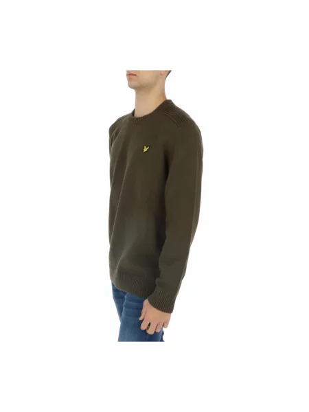 Długi sweter Lyle & Scott z okrągłym dekoltem zielony