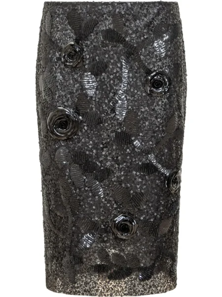 Fustă midi Des Phemmes cu paiete până la genunchi negru