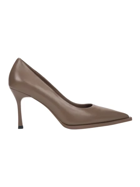 Czółenka Estro skórzana na szpilce brązowa