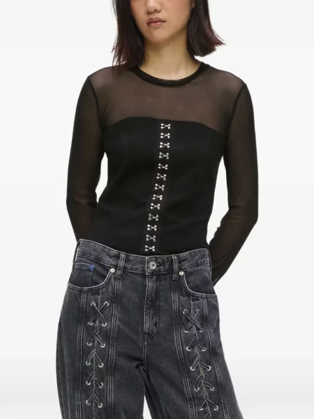 Top Karl Lagerfeld Jeans plasă negru