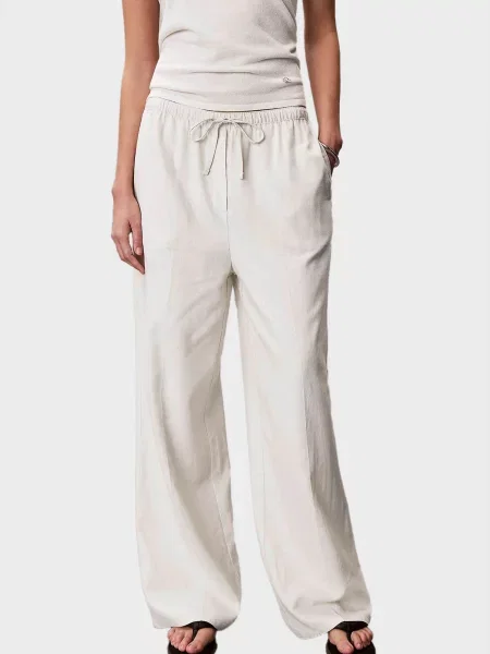 Льняные повседневные брюки Calvin Klein Jeans белые