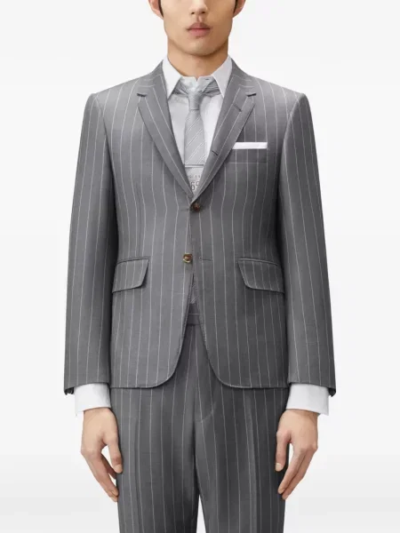 Geacă Thom Browne de lână cu dungi gri
