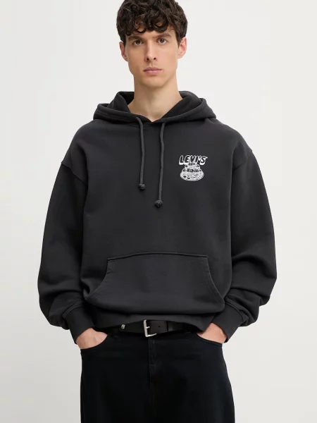 Levi's hanorac cu glugă pentru bărbați din RELAXED GRAPHIC negru