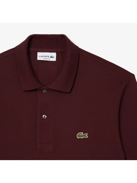 Lacoste Classic Fit Bordowa Koszulka Polo Z Długim Rękawem