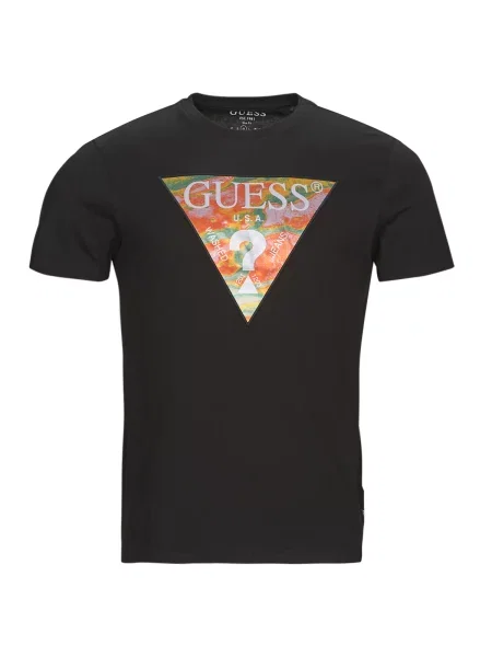 Majica Guess s apstraktnim uzorkom crna
