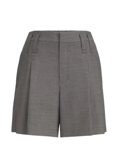 Pantaloni scurți Brunello Cucinelli de lână cu imprimeu tropical business gri