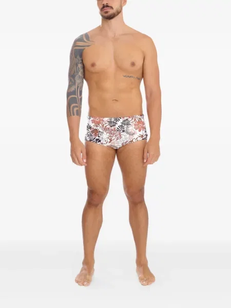 Slip de baie Amir Slama cu model floral cu imagine alb